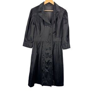 VTG Connected Y2K 90s satin trench coat black whimsigoth 90s sz‎ 10